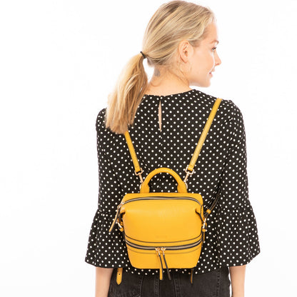 Ashley Small Yellow Leather Backpack