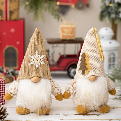 Handcrafted Christmas Gnome Ornaments
Whimsical, fuzzy Christmas gnome figurines adorned with snowflake and tree appliques, displayed on a rustic wooden surface against a festive backdrop.