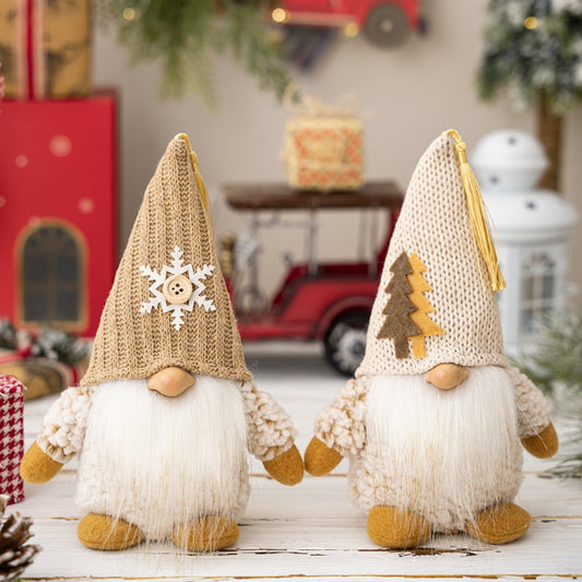 Handcrafted Christmas Gnome Ornaments
Whimsical, fuzzy Christmas gnome figurines adorned with snowflake and tree appliques, displayed on a rustic wooden surface against a festive backdrop.