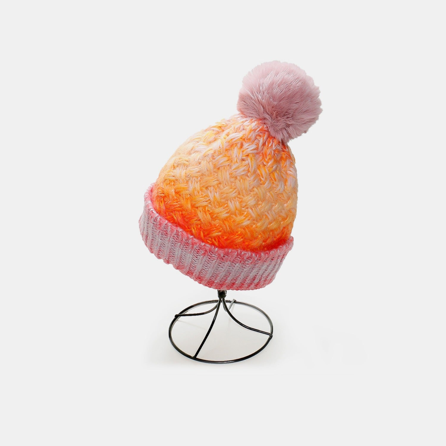 Stylish gradient knit hat with cozy pompom