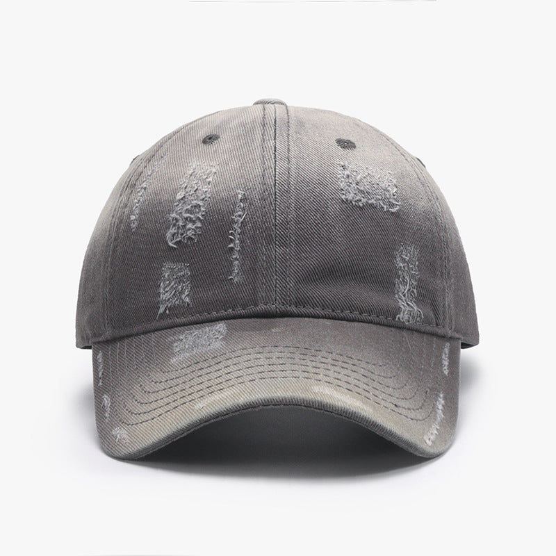 Distressed Gray Cotton Baseball Cap