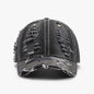 Distressed Adjustable Cotton Baseball Cap in Charcoal Gray