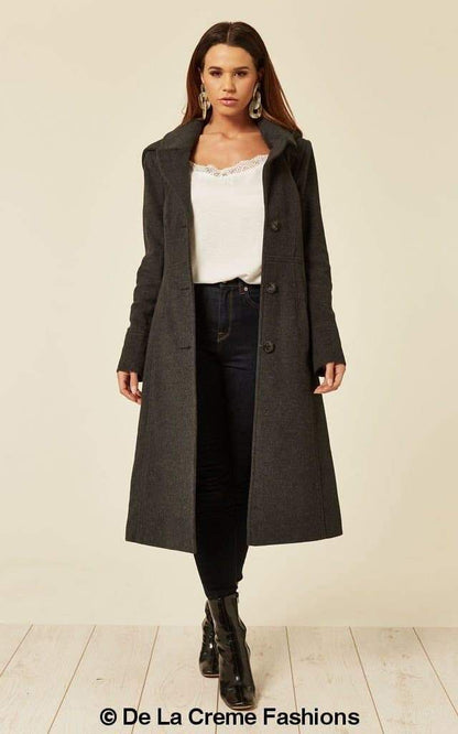 Wool Blend Hooded Mid Length Coat 1704 Jackets & Coats LoveAdora