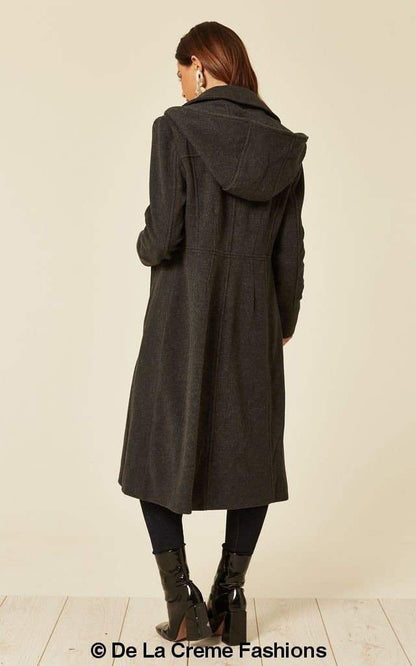 Wool Blend Hooded Mid Length Coat 1704 Jackets & Coats LoveAdora