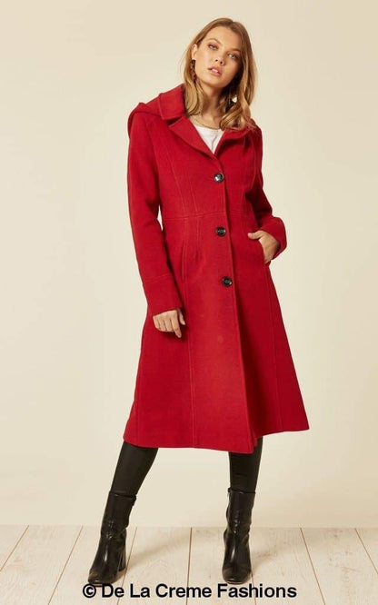 Wool Blend Hooded Mid Length Coat 1704 Jackets & Coats LoveAdora