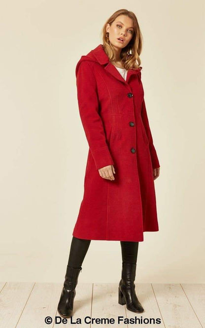 Wool Blend Hooded Mid Length Coat 1704 Jackets & Coats LoveAdora