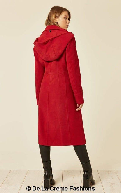 Wool Blend Hooded Mid Length Coat 1704 Jackets & Coats LoveAdora