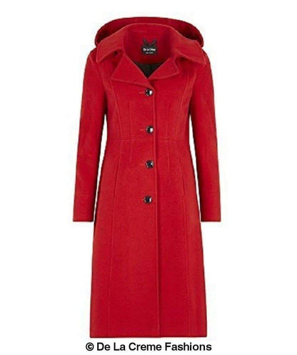 Wool Blend Hooded Mid Length Coat 1704 Jackets & Coats LoveAdora