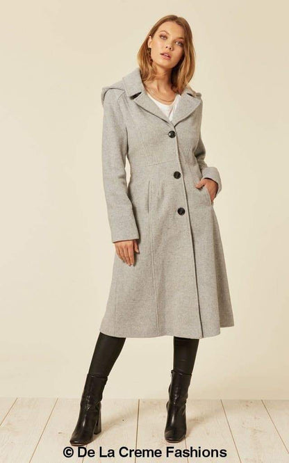 Wool Blend Hooded Mid Length Coat 1704 Jackets & Coats LoveAdora