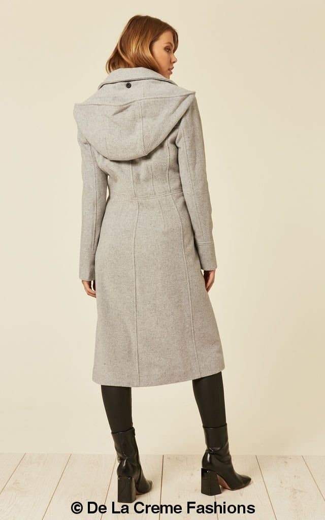 Wool Blend Hooded Mid Length Coat 1704 Jackets & Coats LoveAdora