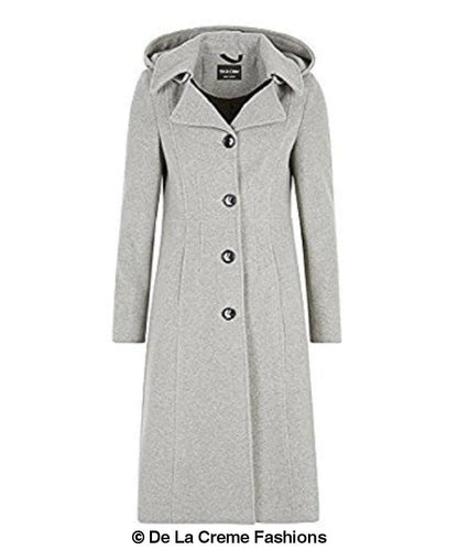 Wool Blend Hooded Mid Length Coat 1704 Jackets & Coats LoveAdora