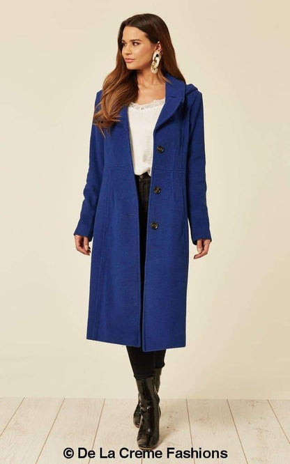 Wool Blend Hooded Mid Length Coat 1704 Jackets & Coats LoveAdora