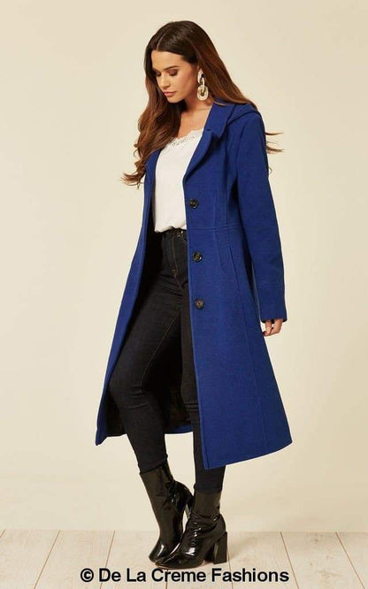 Wool Blend Hooded Mid Length Coat 1704 Jackets & Coats LoveAdora