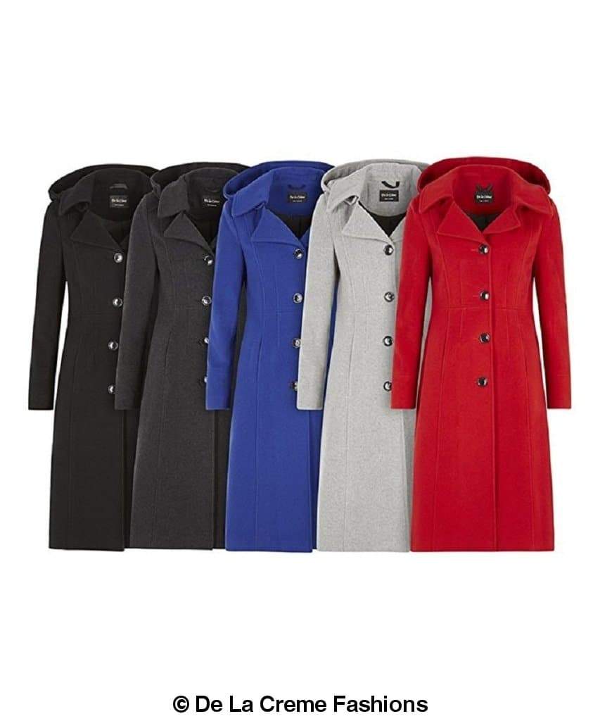 Wool Blend Hooded Mid Length Coat 1704 Jackets & Coats LoveAdora