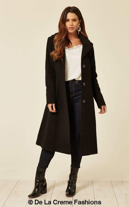 Wool Blend Hooded Mid Length Coat 1704 Jackets & Coats LoveAdora