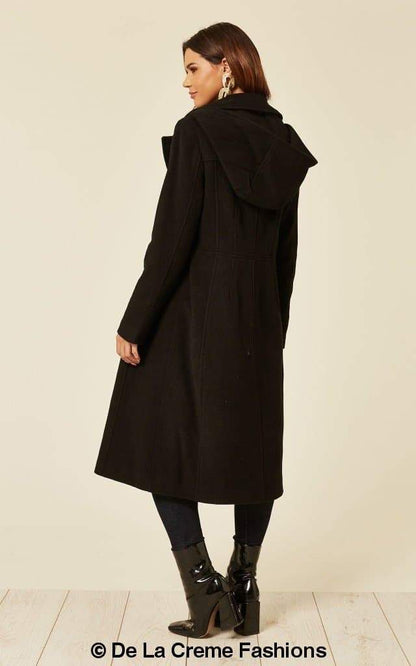 Wool Blend Hooded Mid Length Coat 1704 Jackets & Coats LoveAdora