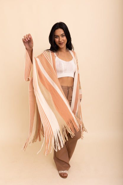 Boho Chic Frayed Edge Ruana