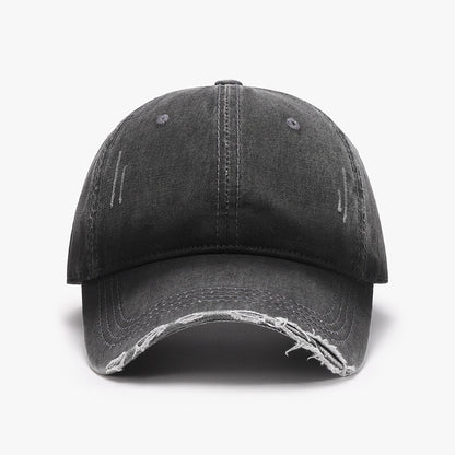 Distressed Washed Adjustable Black Baseball Cap