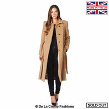 Load image into Gallery viewer, Cashmere Blend Tweed Contrast Belted Coat