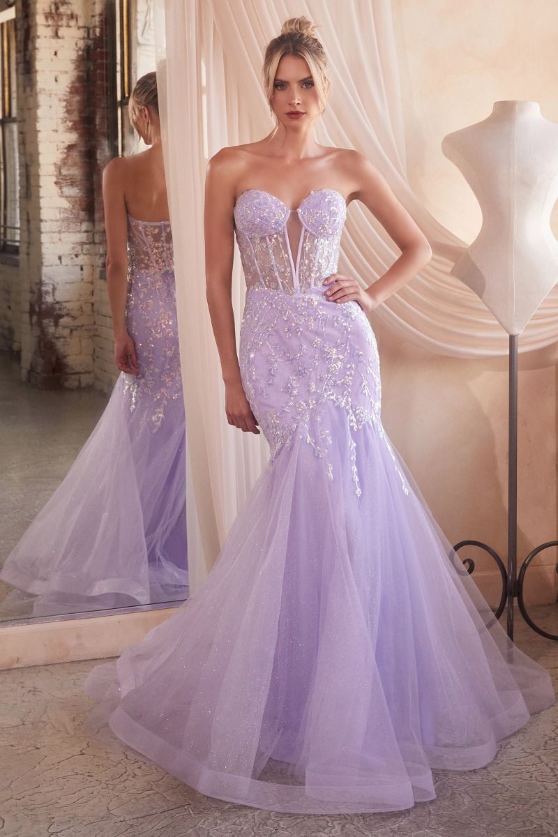 Strapless Embellished Mermaid Sweetheart Embroidered Bodice Long Prom Dress CDCB139