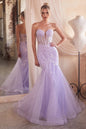 Strapless Embellished Mermaid Sweetheart Embroidered Bodice Long Prom Dress CDCB139