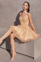 Spaghetti Straps A-Line Lace Tulle Shord Cocktail & Homecoming Dress CDCD0213