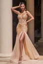 Strapless Embellished Beads Mermaid Tulle Skirt Long Prom Dress CDCD0214