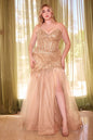 Strapless Beaded Plus Size Mermaid Tulle Skirt Long Prom Dress CDCD0214C