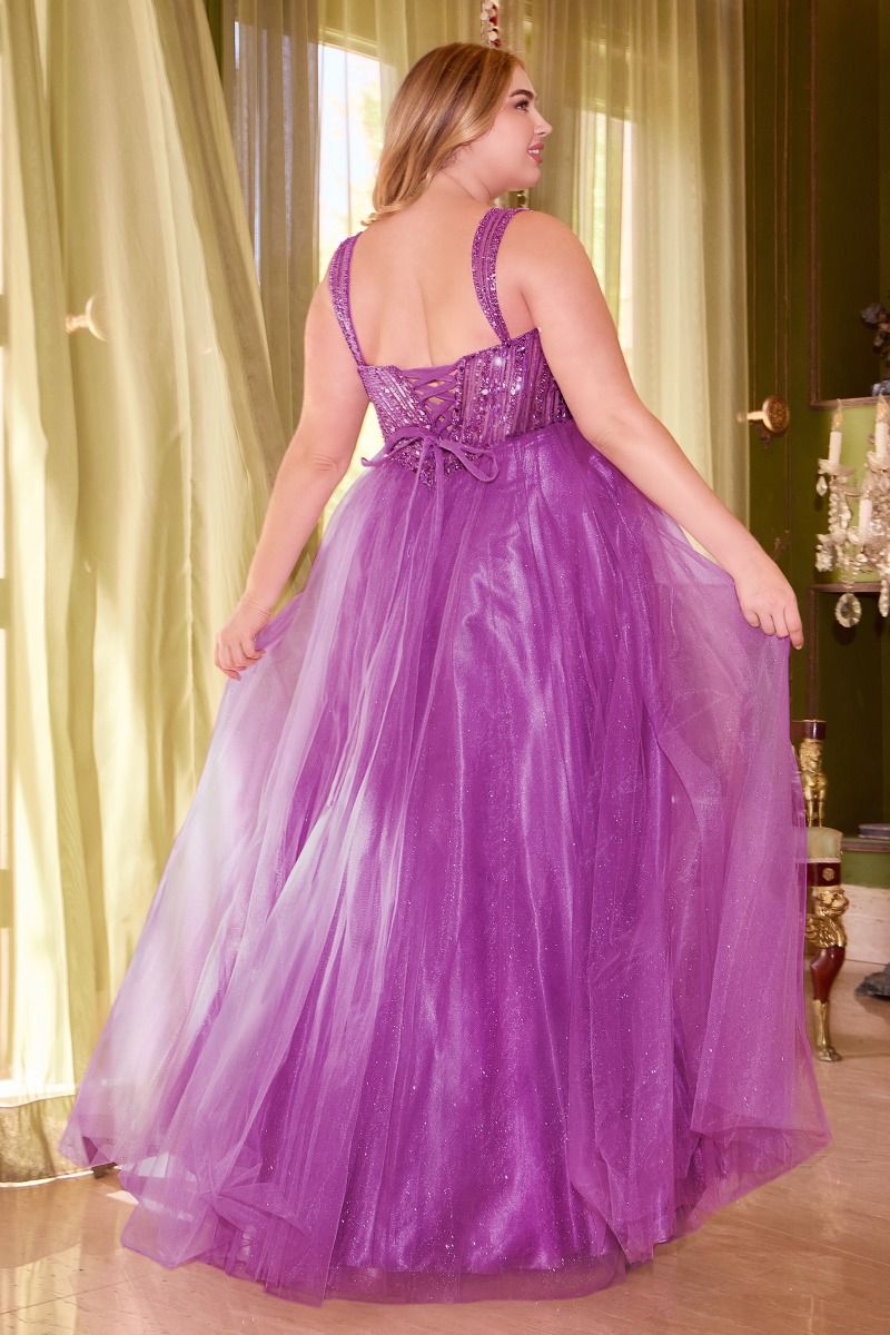 Strapless A-Line Embellished Bodice Plus Size Long Prom Dress CDCD0217C