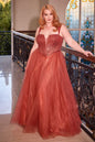 Strapless A-Line Embellished Bodice Plus Size Long Prom Dress CDCD0217C