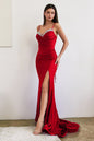 Embellished Bust Stretch Satin Fitted Elegant Shimmering Long Prom & Bridesmaid Dress CDCD888