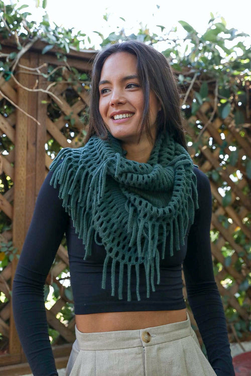 Fuzzy Chenille Tassel Infinity Scarf