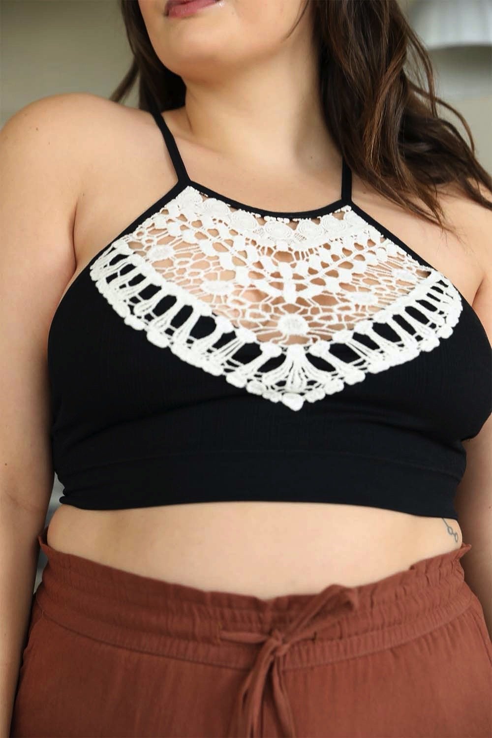 Crochet Lace High Neck Bralette