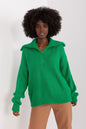 Stylish green turtleneck sweater with ribbed design for the fashion-forward woman.