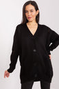 Cozy black Badu cardigan with button-up closure, long sleeves, and ribbed cuffs for a comfortable, stylish look.