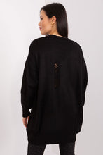 Load image into Gallery viewer, Black Knitted Casual Cardigan with Lace-up Detail