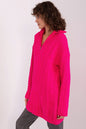 Elegant fuchsia pink cocoon cardigan by Badu with a cozy cable knit design.