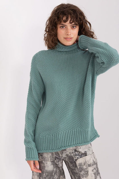 Cozy Chic Women's Turtleneck Sweater in Mint Green