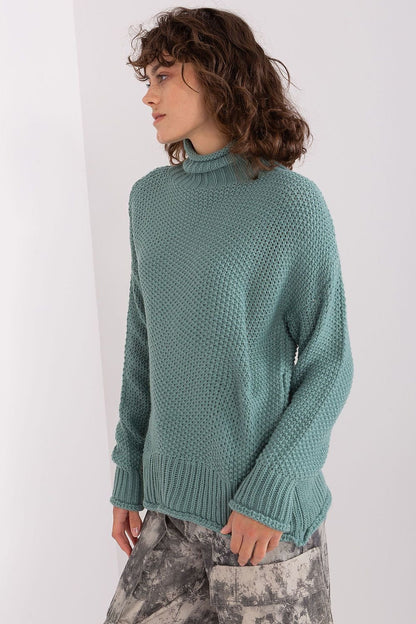 Cozy Chic Women's Turtleneck Sweater by Badu - Soft knitted pullover in calming mint green