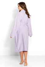 Load image into Gallery viewer, Cozy lavender bathrobe with a plush, soft fabric, perfect for relaxation and self-care.