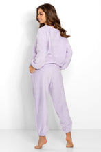 Load image into Gallery viewer, Relaxed, comfortable lavender loungewear set with long-sleeve top and elastic waist pants from the Momenti Per Me brand.