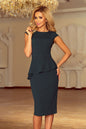 Elegant cocktail dress with peplum detail, perfect for evening events