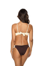 Load image into Gallery viewer, Stylish two-piece swimsuit Etna featuring a bow-accented bandeau top and coordinating solid bottoms in a classic design.