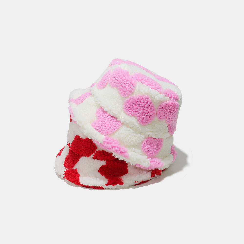 Soft and Cozy Contrast Heart Bucket Hat