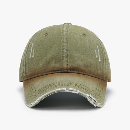 Distressed Washed Adjustable Olive Green Baseball Cap