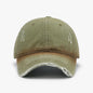 Distressed Washed Adjustable Olive Green Baseball Cap