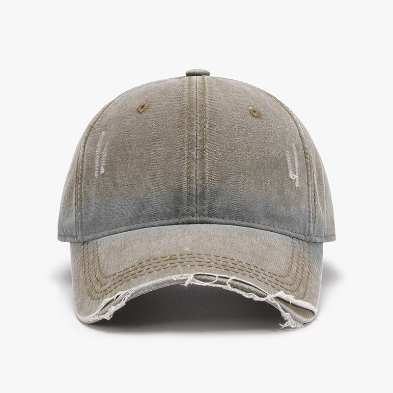 Distressed Washed Adjustable Baseball Cap - A rugged and casual grey cap with a worn, vintage-inspired look.