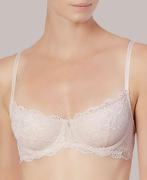 Lace demi cup bra featuring delicate floral designs and adjustable straps for a comfortable, supportive fit.