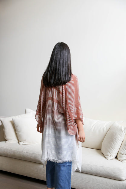 Stripe Woven Dip Dyed Kimono