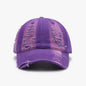 Distressed Adjustable Purple Cotton Baseball Cap